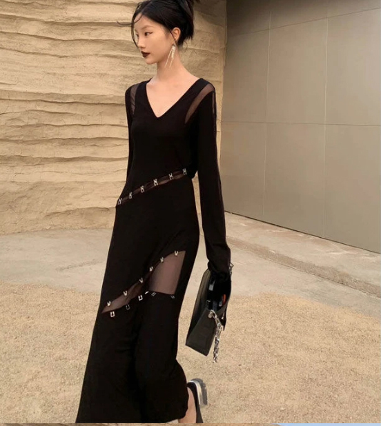 リュクス  ロング ワンピース シンプル モード ドレス