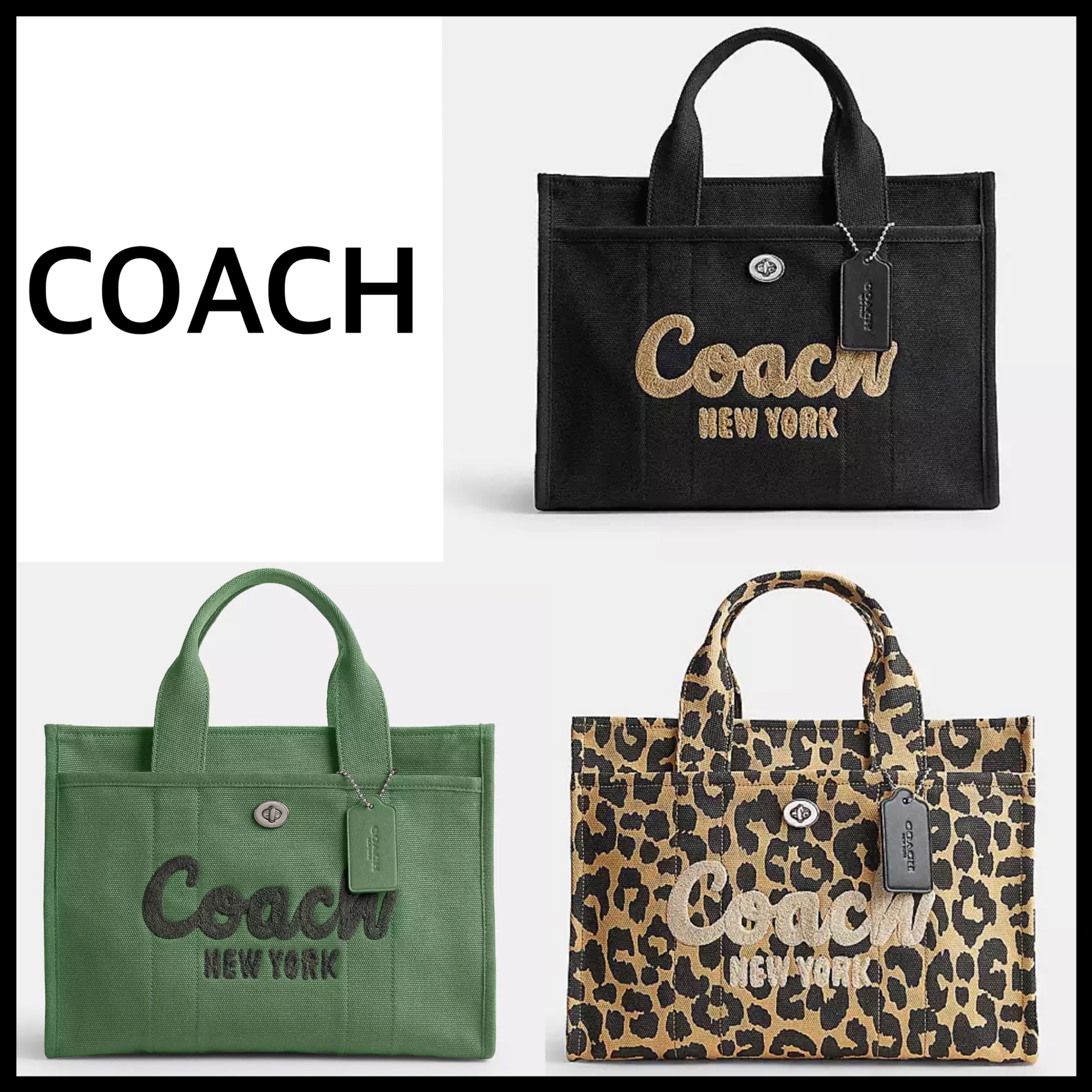 【COACH】CARGO カーゴ キャンバス トート ロゴ 2WAY レオパード
