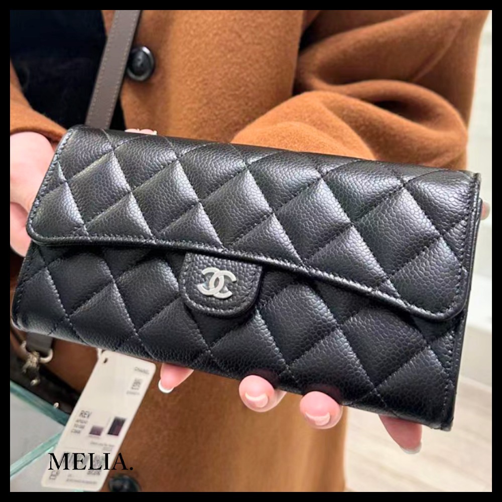 【ご褒美やギフトに♡】CHANEL ロングウォレット 6色展開♡キャビアスキン【CHANEL】ロングウォレット