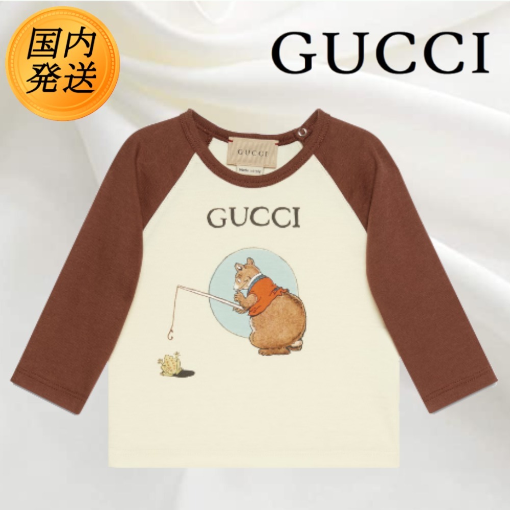 【国内発送★GUCCI】〔ベビー〕コットンジャージー Tシャツ ロゴ