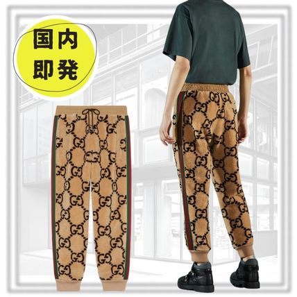 GUCCI Joggers & Sweatpants GG jacquard faux fur jogging pant