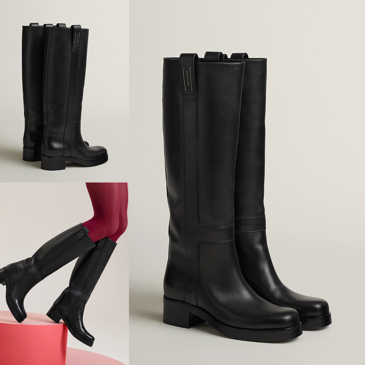 Hermes*ブーツホース 乗馬カーフスキンブーツ Hネックライン