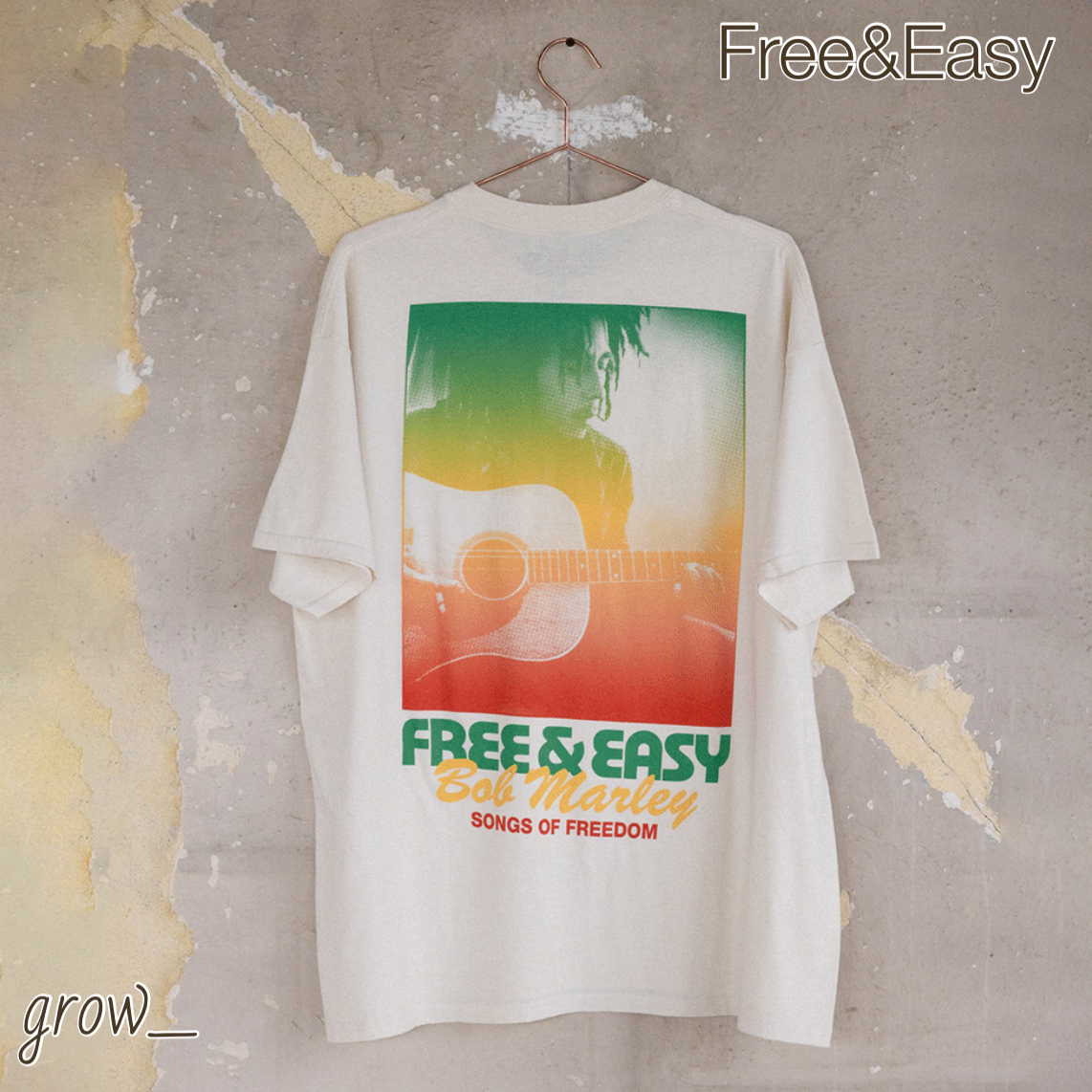 Free&Easy × BOB MARLEY ソングオブフリーダム Tシャツ 送関込