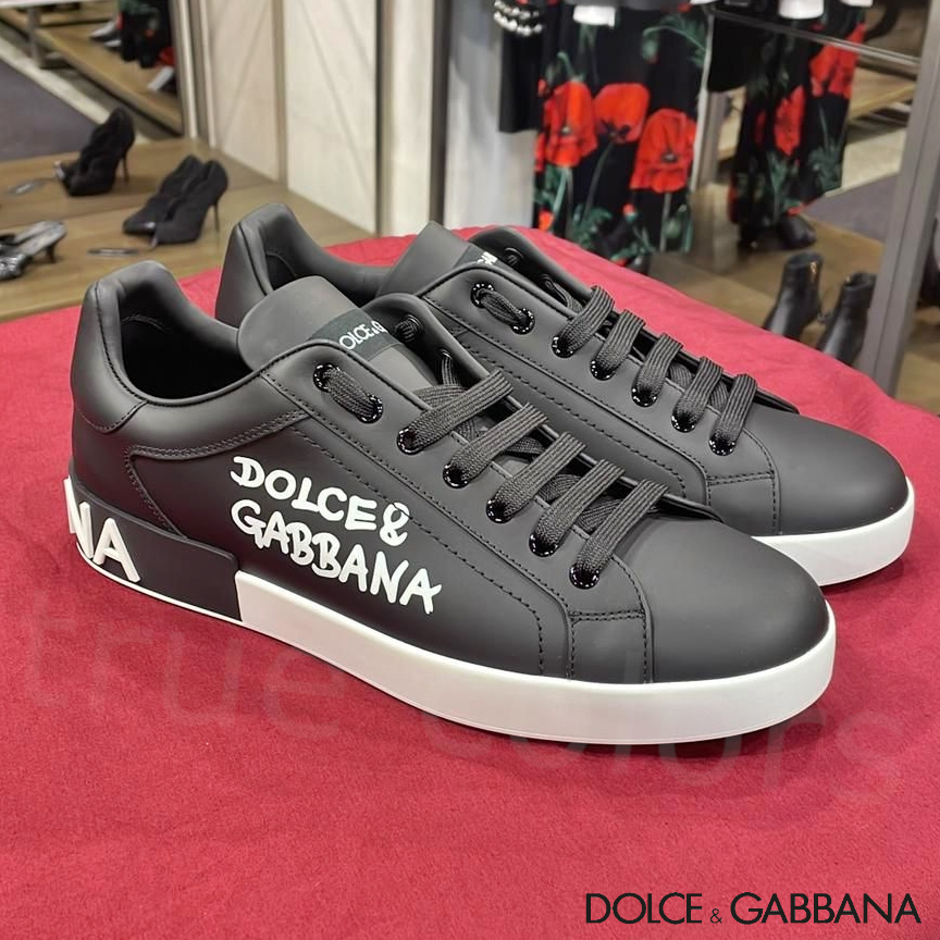 DOLCE&GABBANA グラフィックロゴ Portofin スニーカー*黒x白