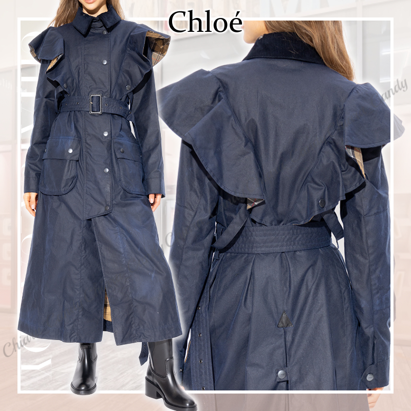 【23AW NEW】Chloe_women / Dani CHLOE X BARBOUR ロングコート
