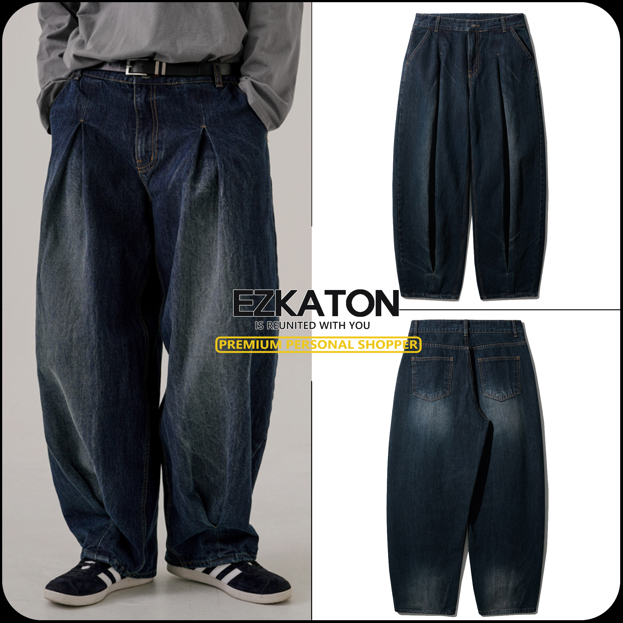 [ EZKATON ]★LAYER WIDE DENIM PANTS