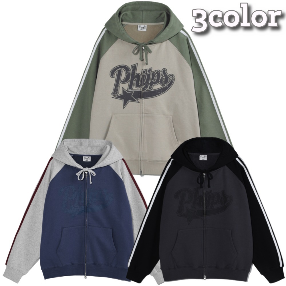 Phyps Department★韓国★STAR TAIL COLOR BLOCK HOODIE ZIP UP