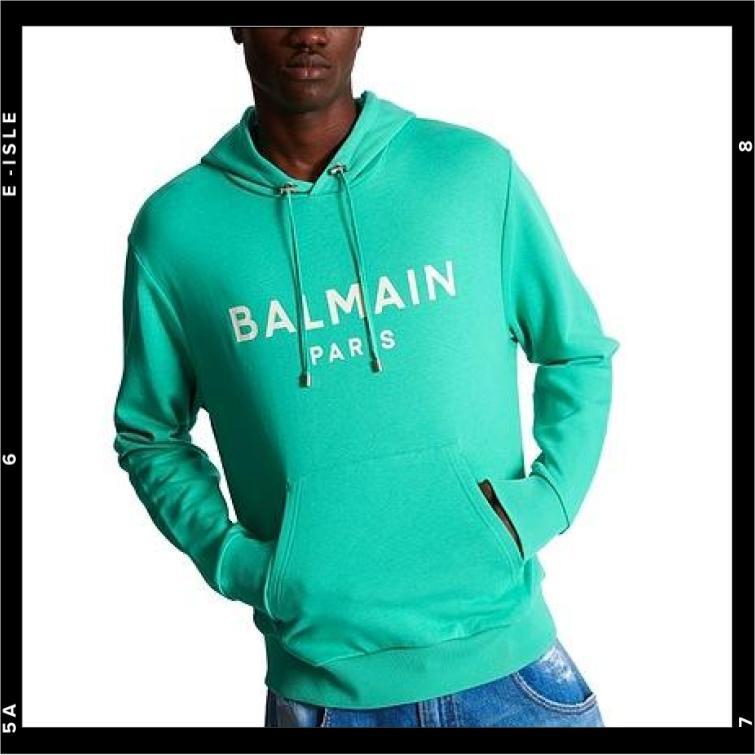 希少【BALMAIN】ロゴ入りコットンフーディ
