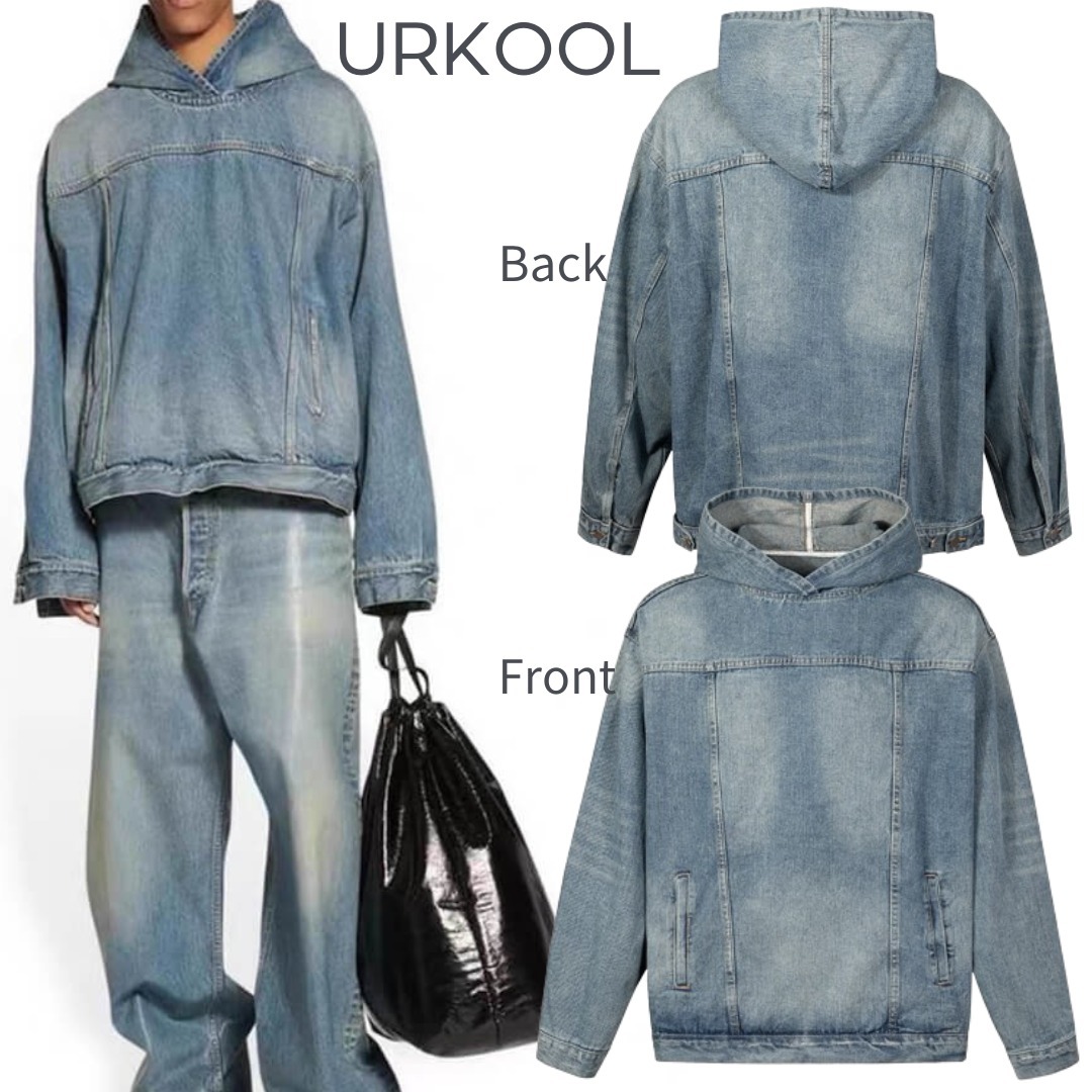 URKOOL デニム プールオーバー フーディ オーバーサイズ