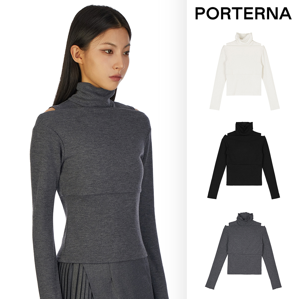 【PORTERNA】Belly slit turtleneck T-shirt