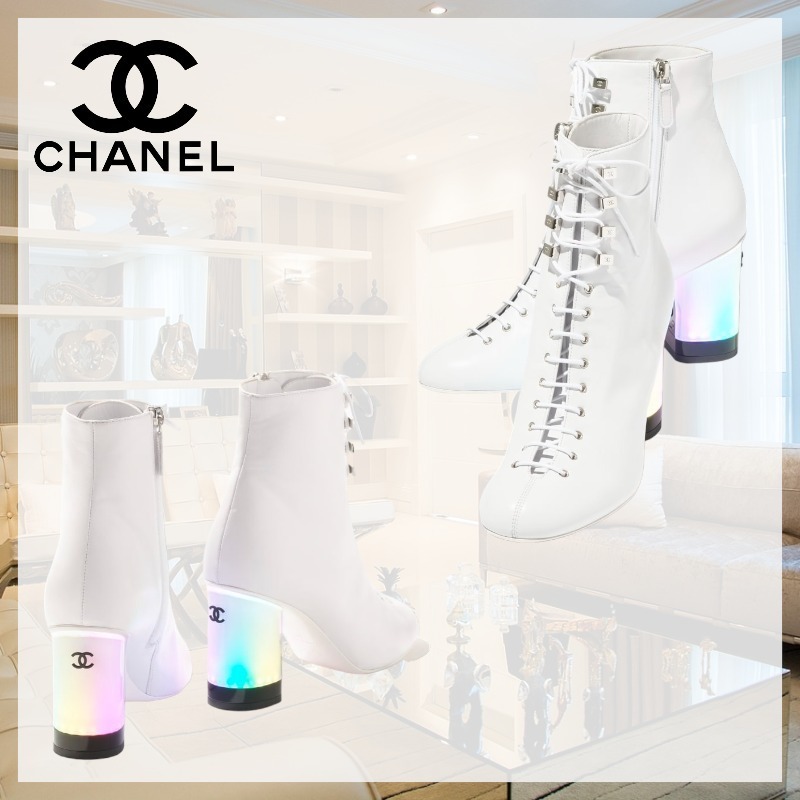 【24C☆光るヒール】 CHANEL 《レースアップ シューズ》ブーツ