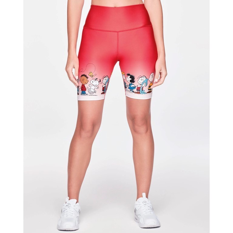 新作♪ズンバ Zumba X Peanuts High Waisted Biker Shorts‐Red