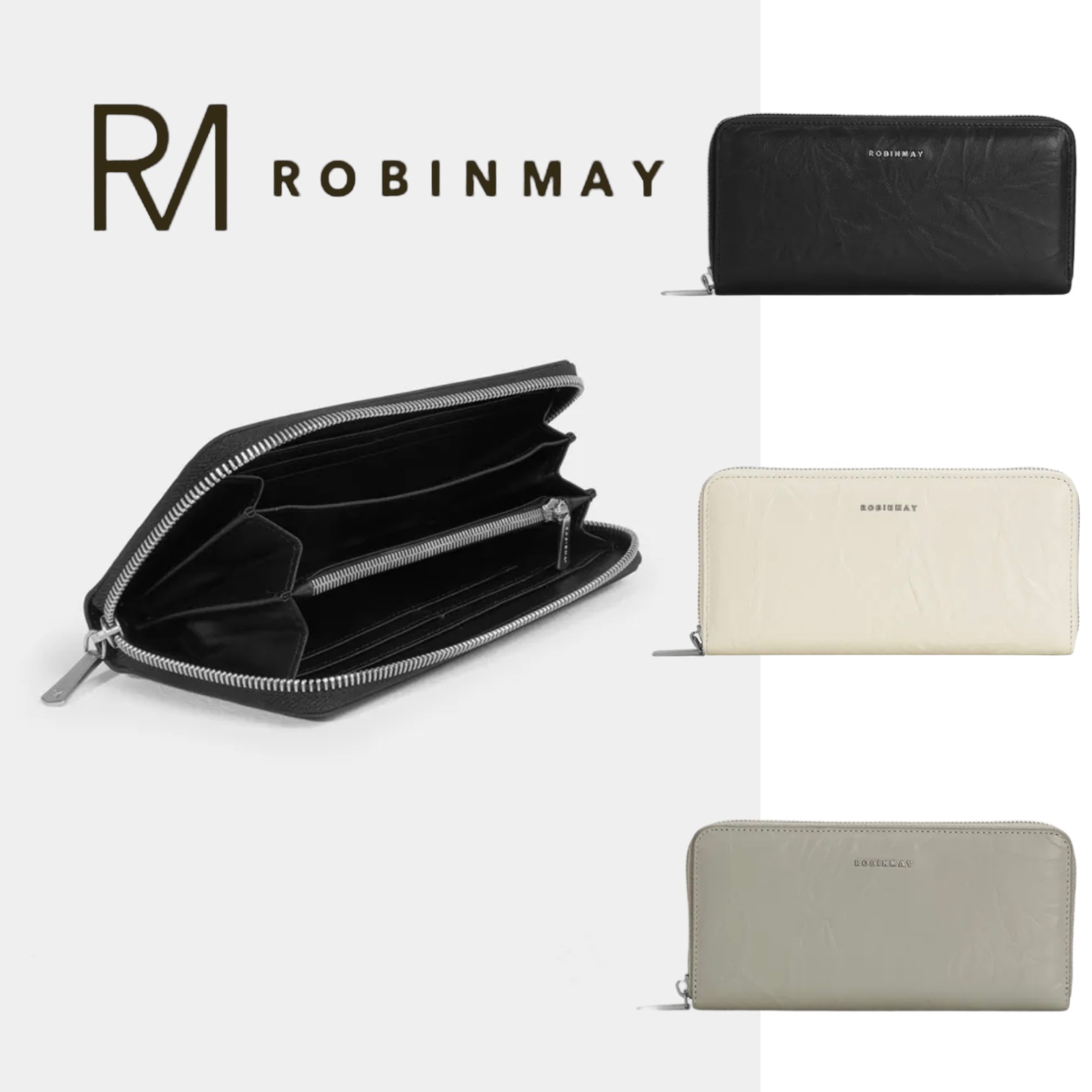 ★ROBINMAY言花真皮拉錬長夾 レザーロングウォレット/送料込