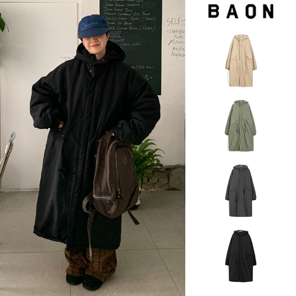 【BAON】[unisex] Laina hood fleece long field jumper