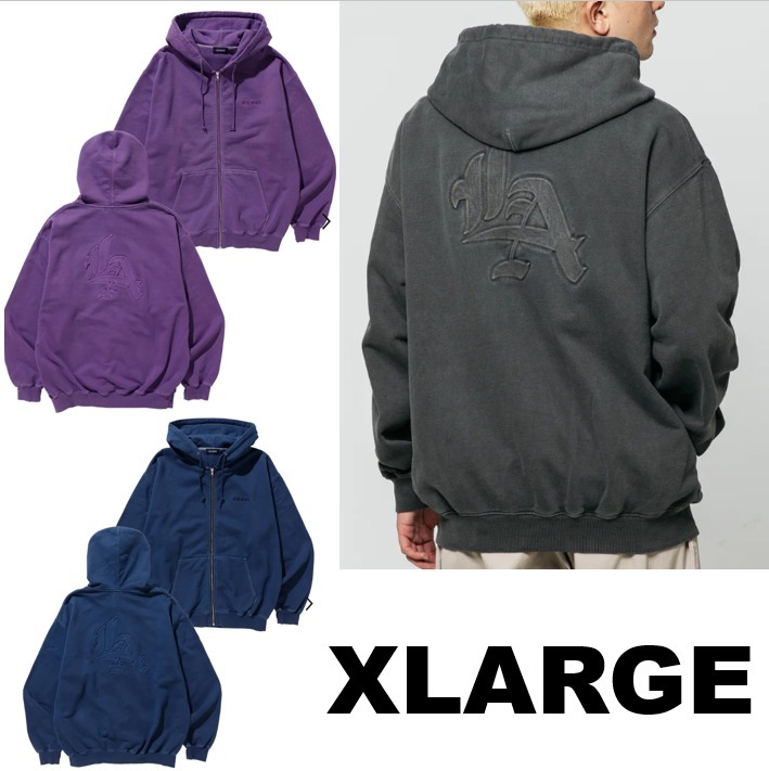 X-LARGE ジップアップ フーデッドスウェット エンボスロゴ COOL