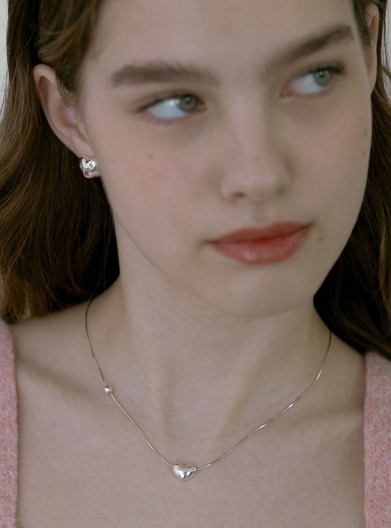 ☆韓国の人気☆【TATIANA】☆Plump Heart Silver Necklac.e☆