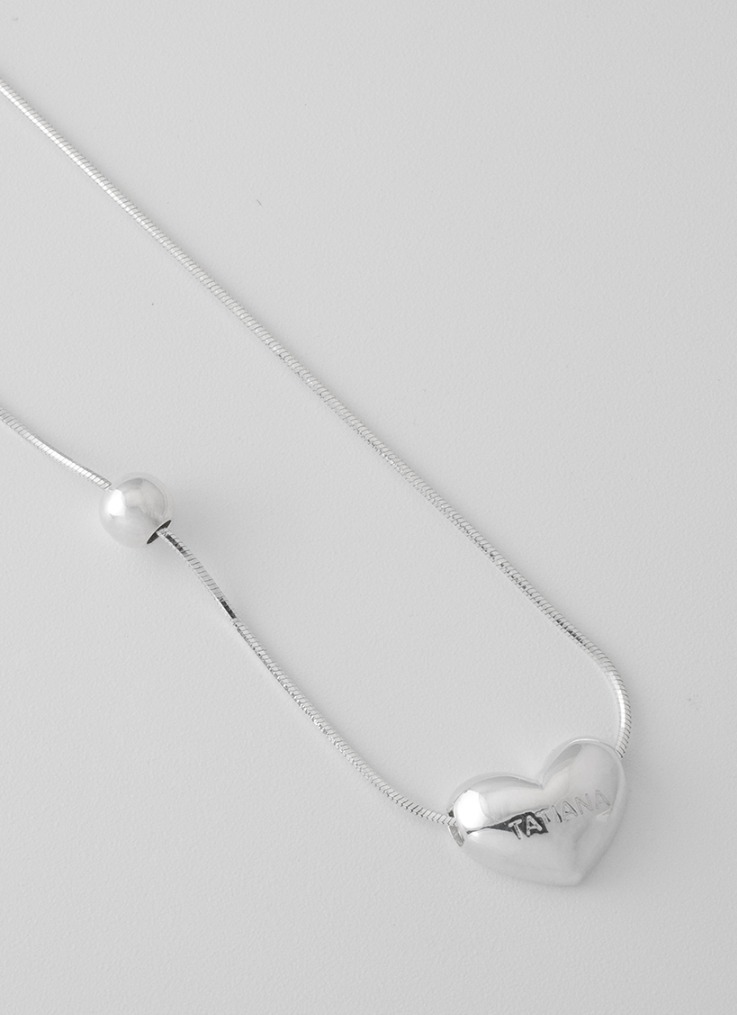 ☆韓国の人気☆【TATIANA】☆Plump Heart Silver Necklac.e☆