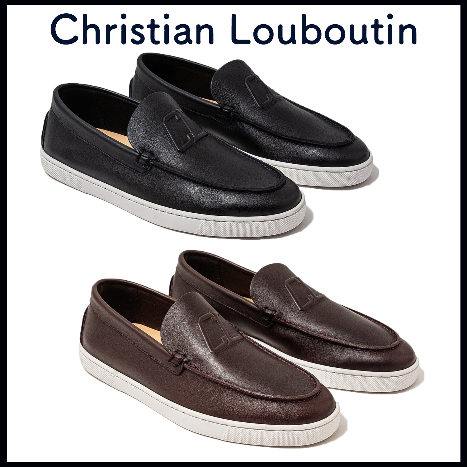 CHRISTIAN LOUBOUTIN Varsiboat スリッポン▲ブラック/ブラウン
