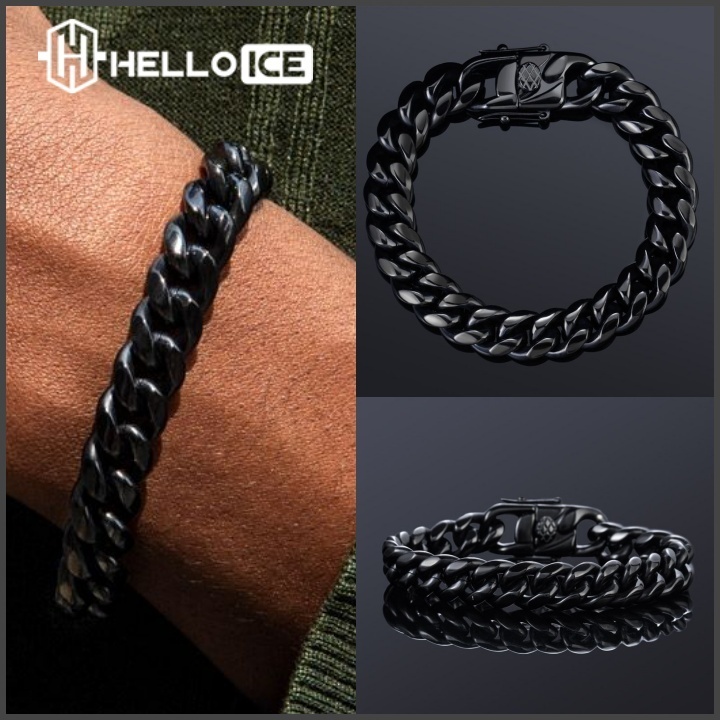 アメリカ発！【HELLOICE】 10mm Stainless Steel Cuban Bracelet