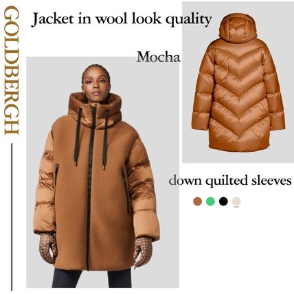 GOLDBERGH Down Jackets Stand Collar Coats Faux Fur Street Style Plain Long Logo