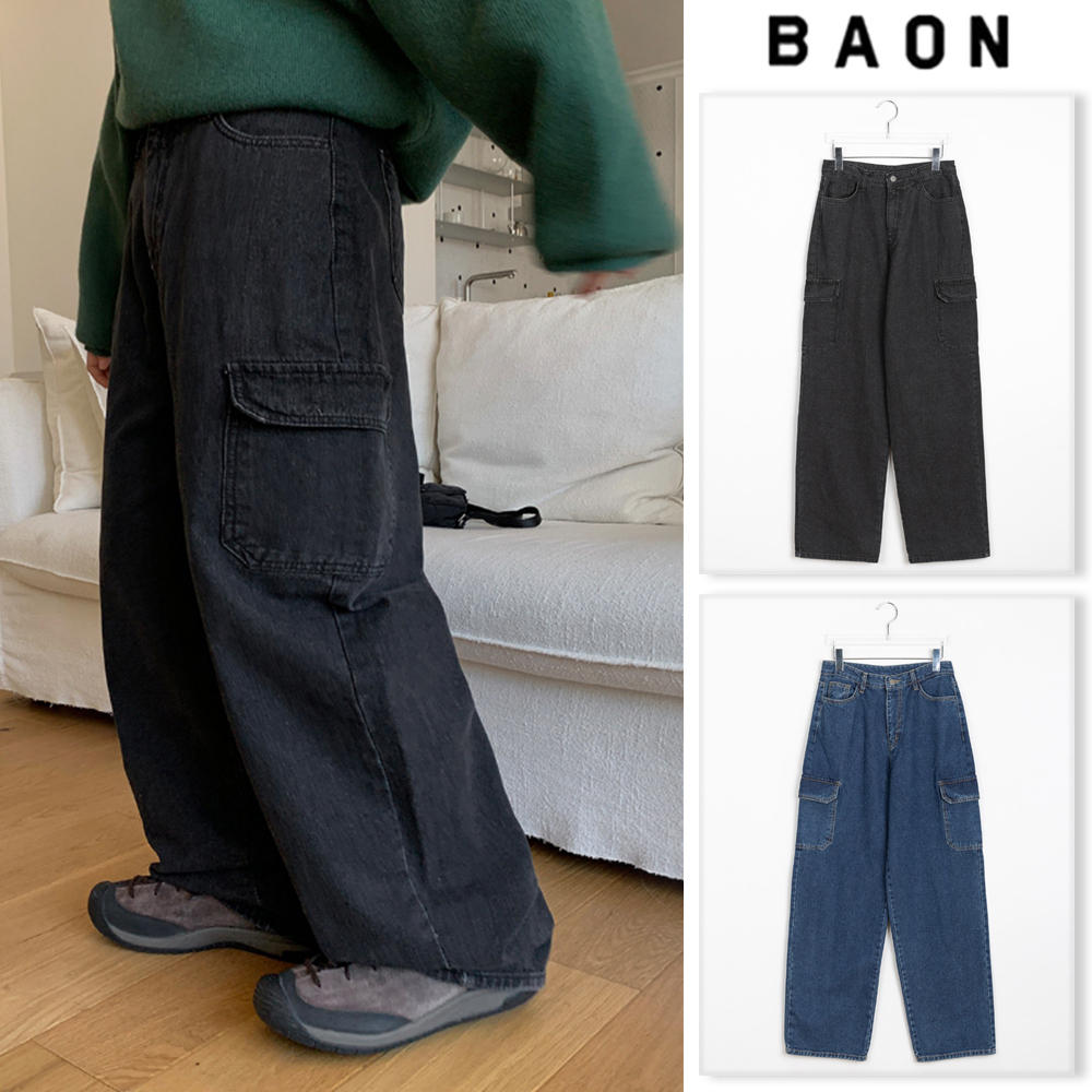 【BAON】Harob brushed cargo denim pants