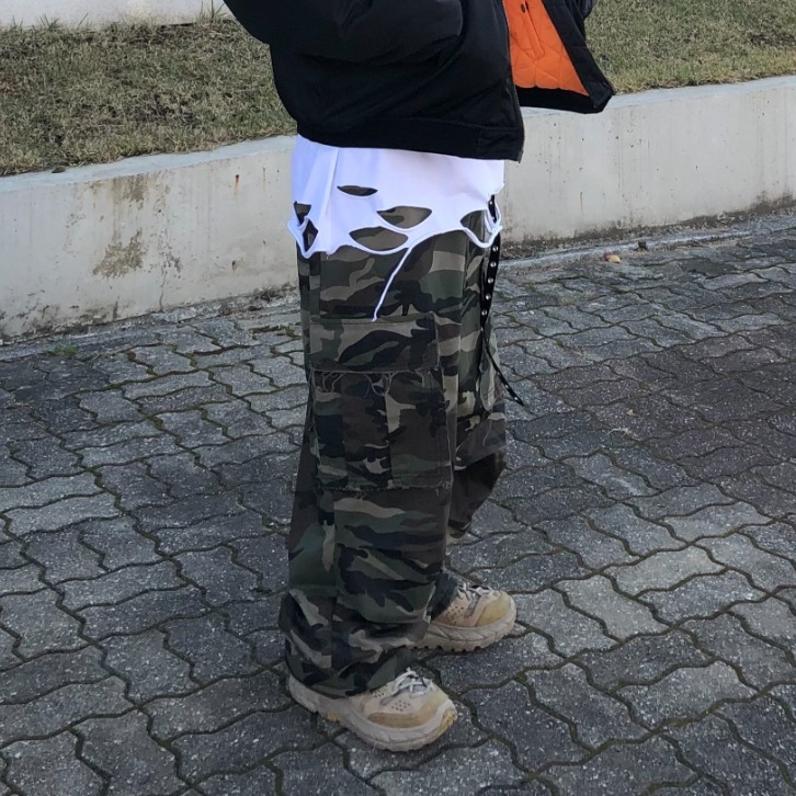 カーゴパンツ RASHOMONG DECKY LOUGH CAMO WIDE PANTS BTR519