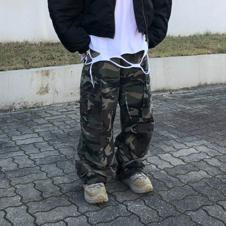 カーゴパンツ RASHOMONG DECKY LOUGH CAMO WIDE PANTS BTR519