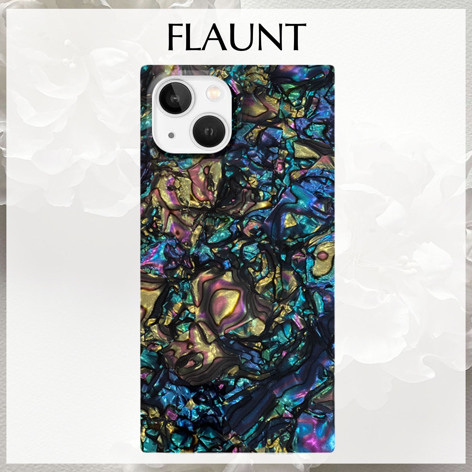 【FLAUNT】日本未入荷!スクエアiPHONEケース 蝶★ FLAUNT】日本未入荷!スクエアiPHONEケース ブラックシェル