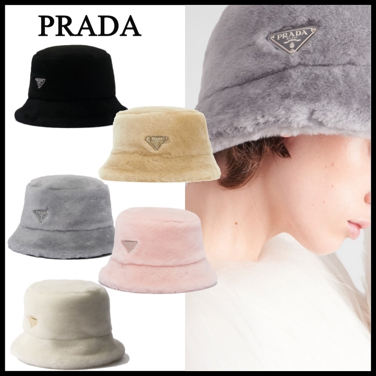【PRADA】プラダ ロゴ シアリング バケットハット