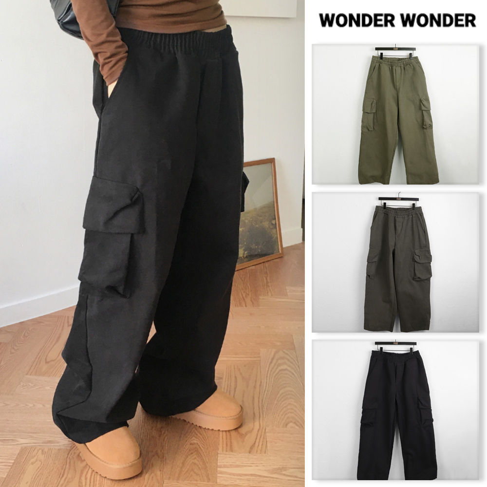 【WONDER WONDER】cargo pocket banding cotton L wide PT