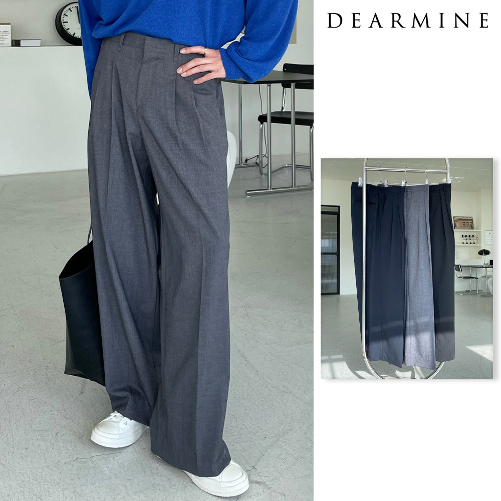 【DEARMINE】High waist two tuck wide slacks