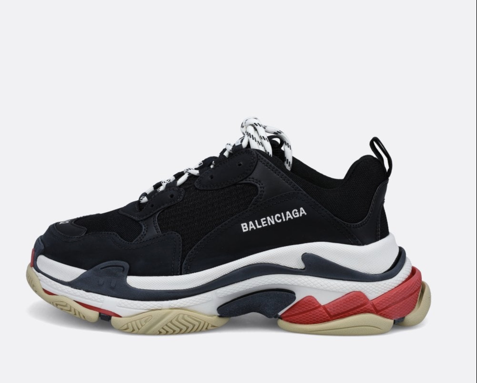 【BALENCIAGA】ブラック ホワイト レッド トリプル S スニーカー