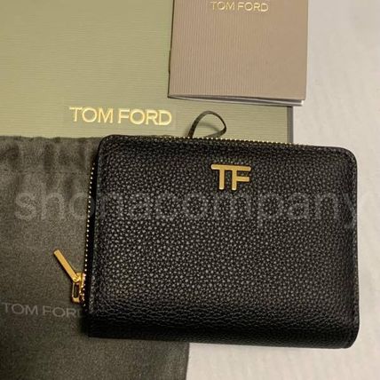 TOM FORD Folding Wallets Unisex Calfskin Street Style Plain Folding Wallet