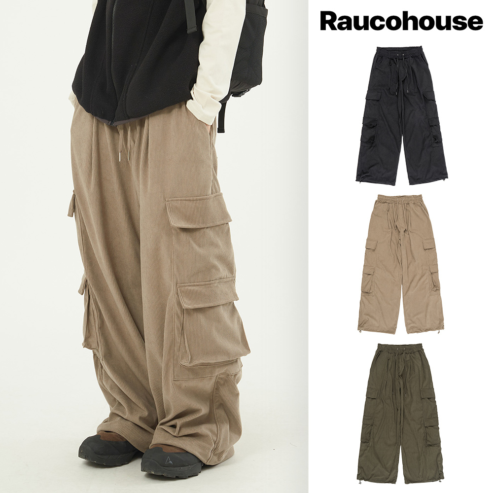【Raucohouse】Quattro cargo corduroy banding pants