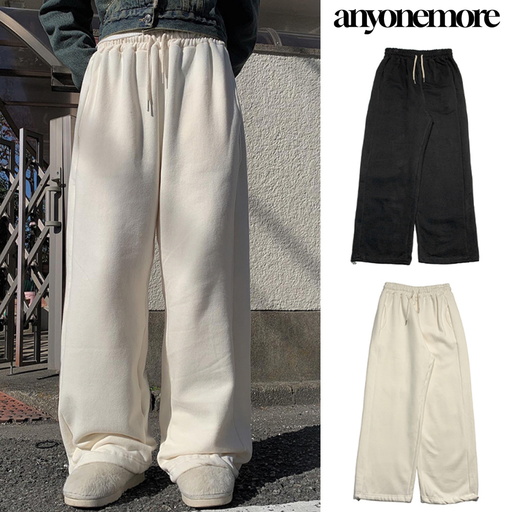 【Anyone more】Fox brushed wide training pants
