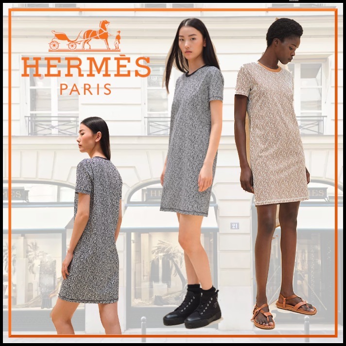 １枚でさらりとお洒落に上品にHermesNaoussa Chaineワンピース