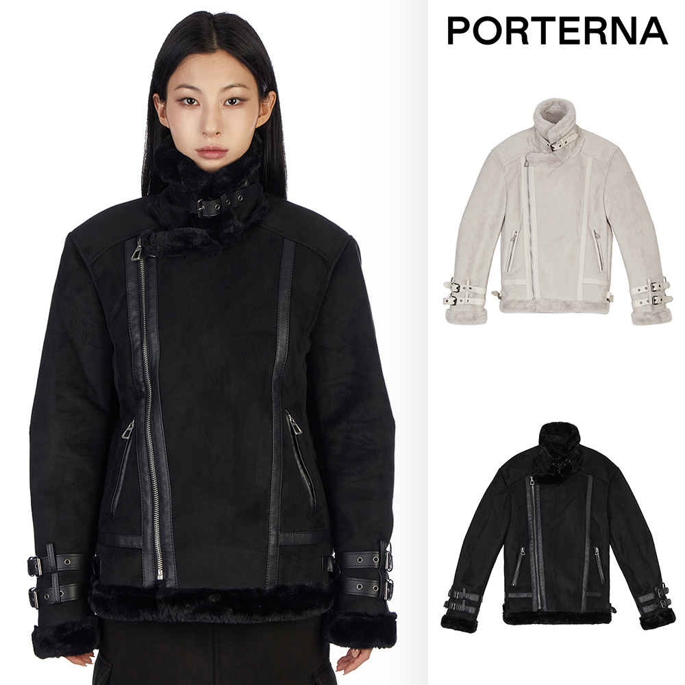 【PORTERNA】Worth leather fur shearling jacket
