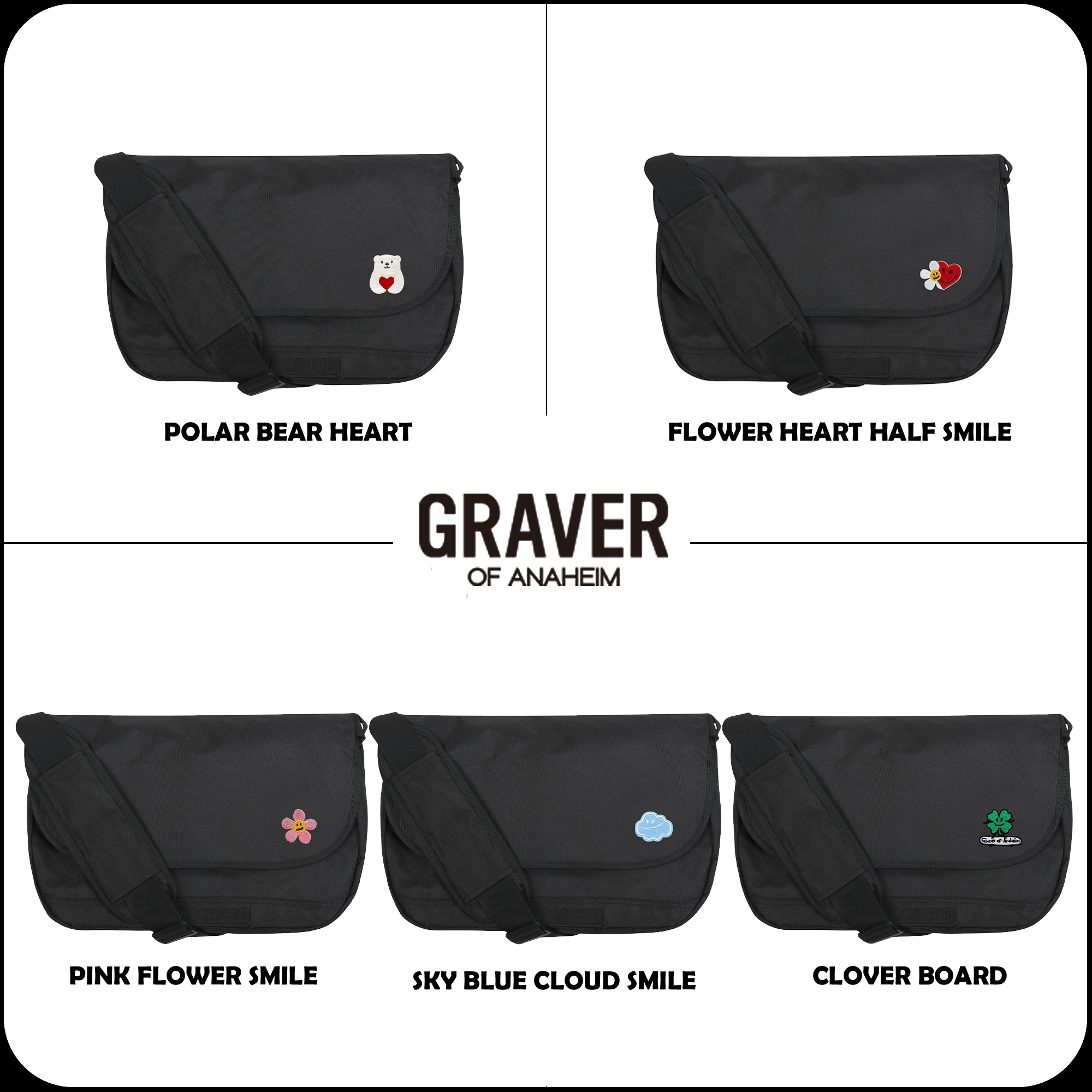 [GRAVER]★EMBROIDERY CROSS MESSENGER BAG