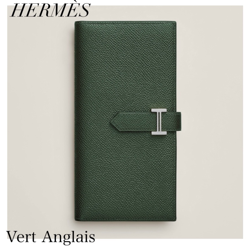 《HERMES》 長財布 ベアン スフレ Vert Anglais