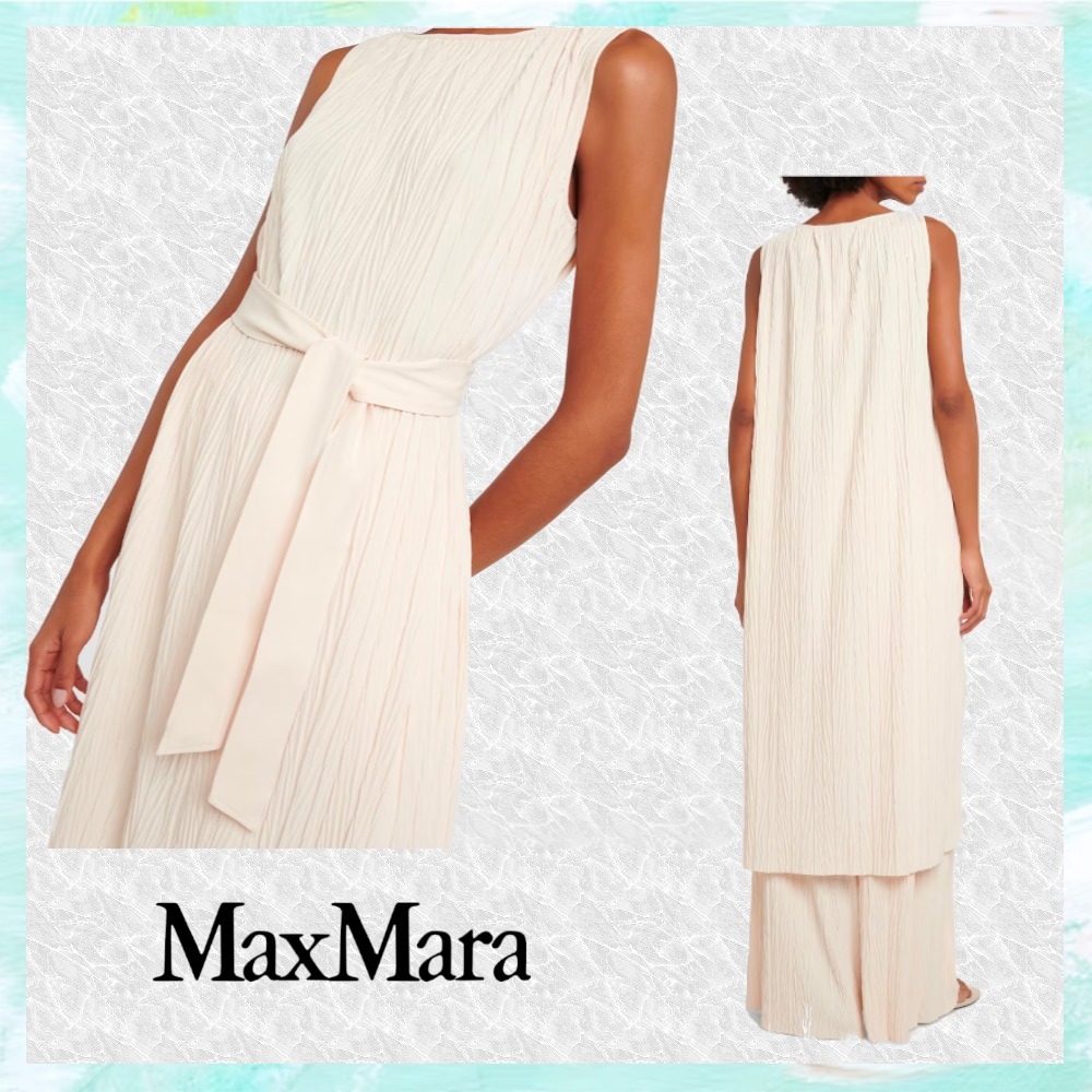 【送料込】Max Mara_レジャーバディウス ベルト付きミディドレス