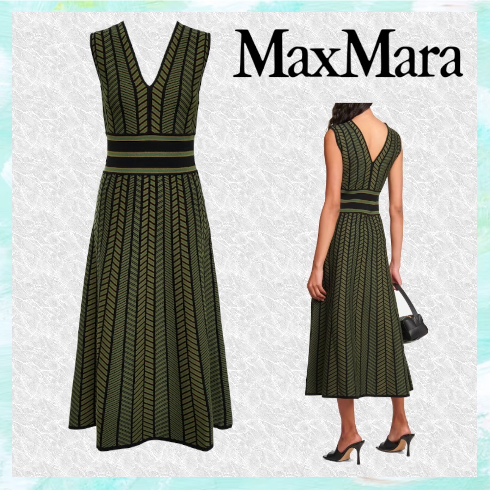 【送料込】Max Mara_Biavo インターシャ ミディドレス