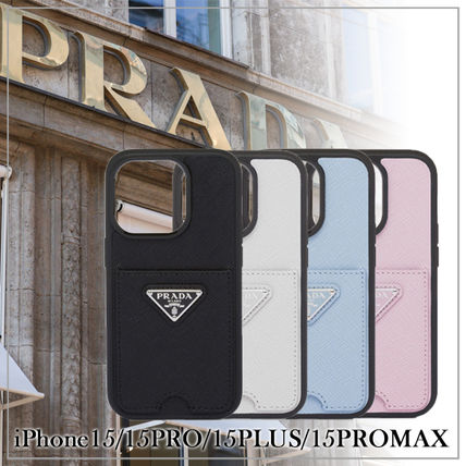 PRADA Smart Phone Cases Plain Logo iPhone 15 iPhone 15 Pro iPhone 15 Pro Max