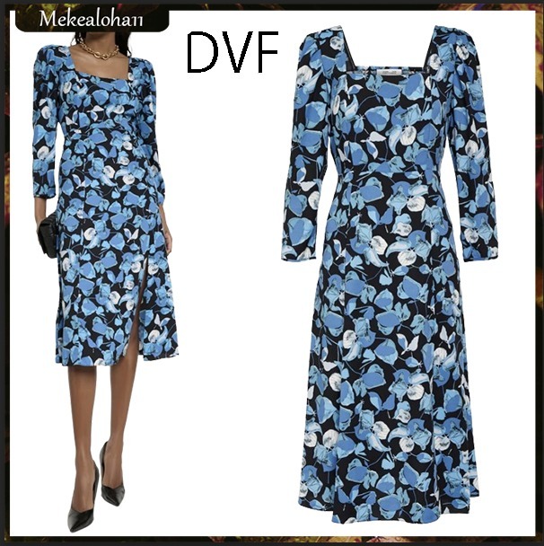 DVF☆Joanna フローラル クレープ ミディドレス 【関税送料込】