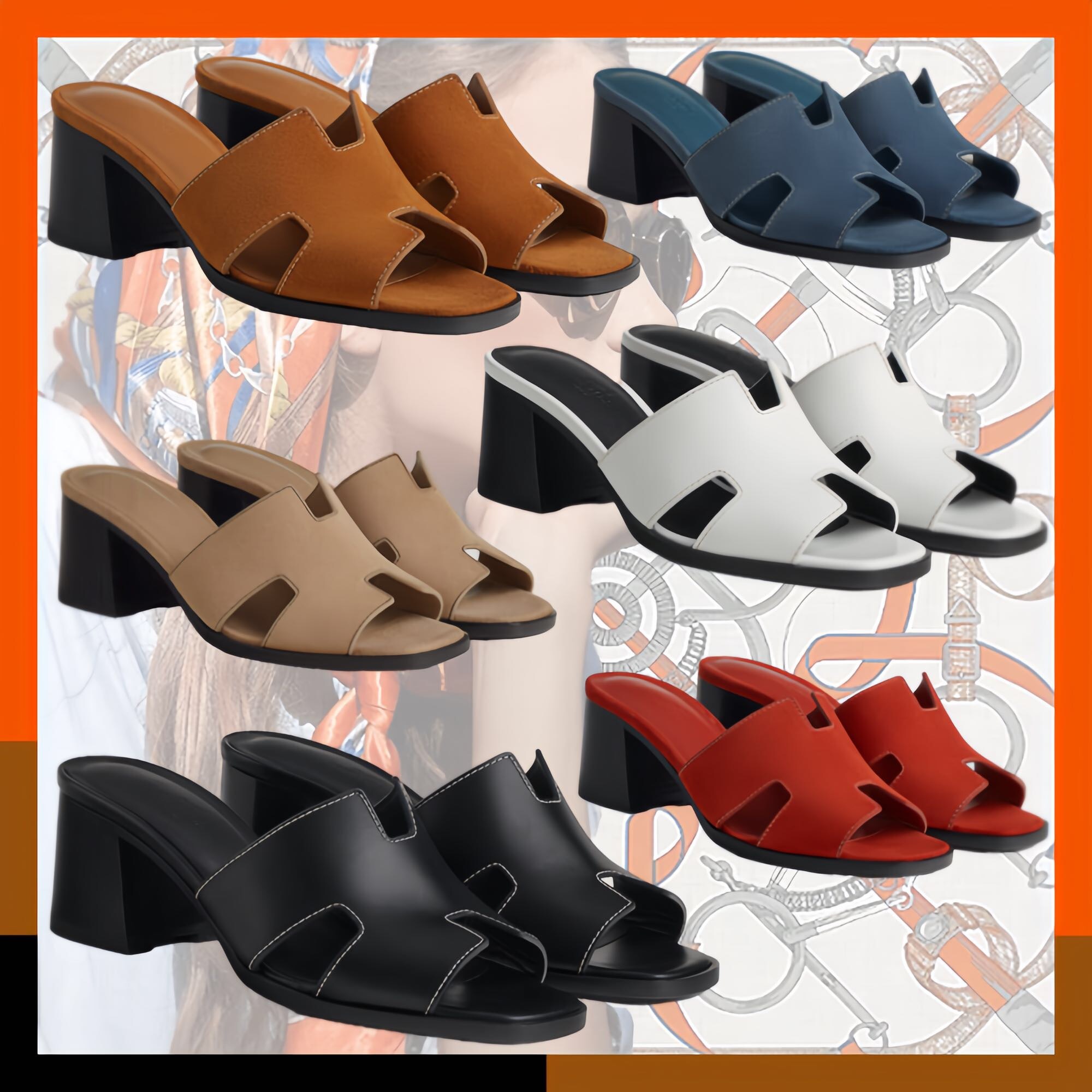 HERMES 最新作 上品 人気サンダル 本革 スエード Hロゴ Helia 60