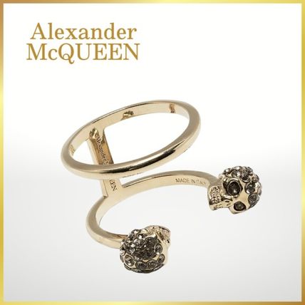 alexander mcqueen Rings Skull Unisex Street Style Plain Bridal Logo Metallic Rings