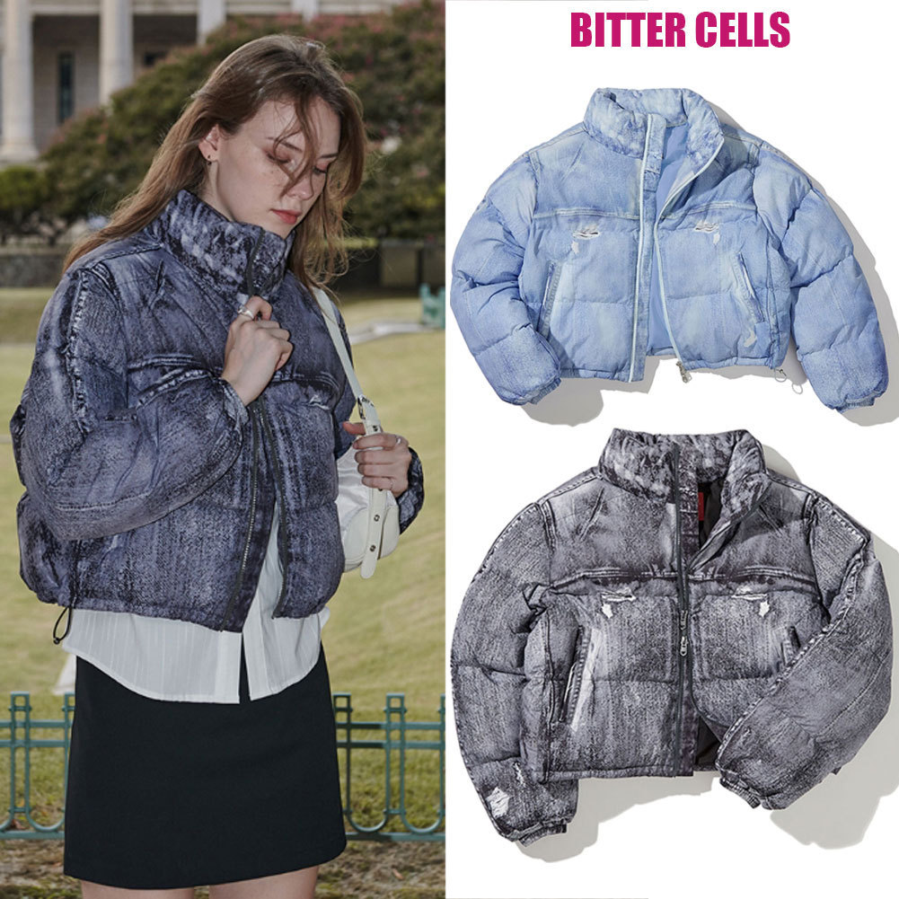 ◆BITTER CELLS◆Denim Print Puffer Jacket 送料税込 韓国人気