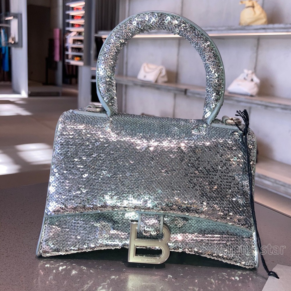 送料込 BALENCIAGA WOMEN'S HOURGLASS XS HANDBAG WITH CHAIN