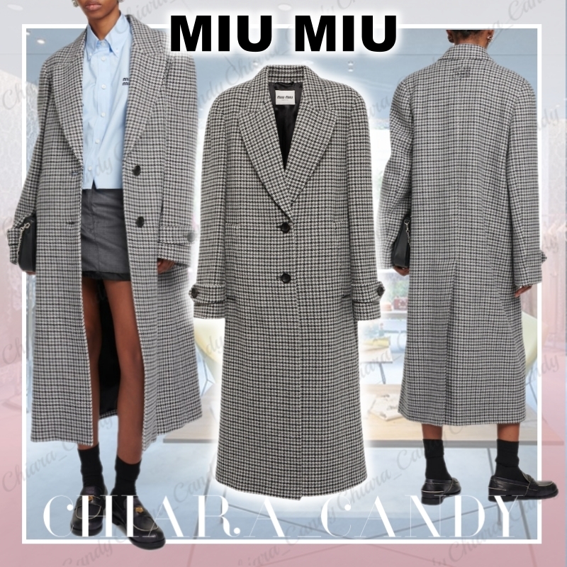 【23AW NEW】MiuMiu_women / 千鳥格子 シングルブレストコート