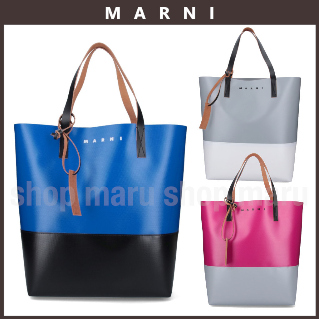 MARNI◆TRIBECA◆バイカラー ロゴ トートバッグ