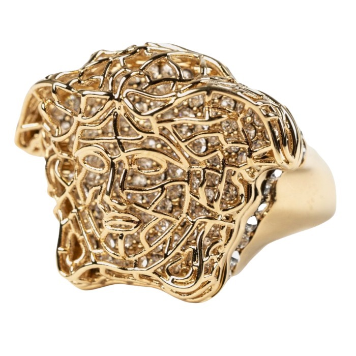【VERSACE】ゴールド メドゥーサ クリスタル リング ロゴ刻印